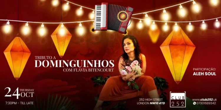 FLÁVIA BITTENCOURT SE APRESENTA EM LONDRES NESTA QUINTA, 24/10, NO CLUB 252